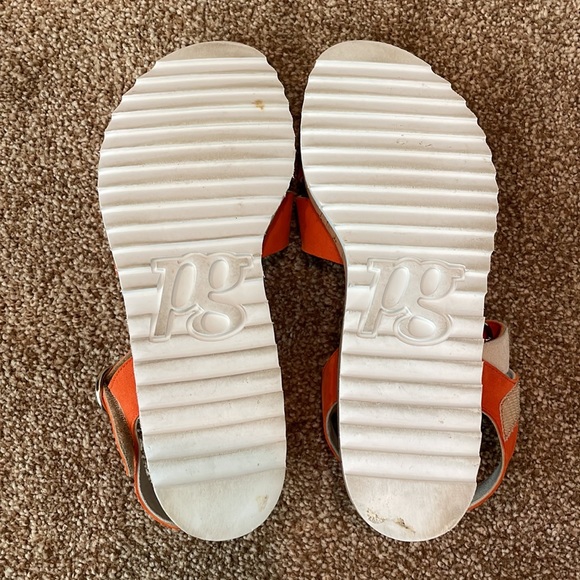 Paul Green sandal Mindy Platform orange suede with gold velcro strap 9… - Picture 6 of 11